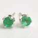 Emerald Stud Earrings Sterling Silver May Birthstone 3mm