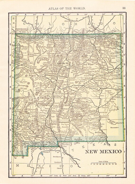 1912 State Map New Mexico Vintage Antique Map Great for