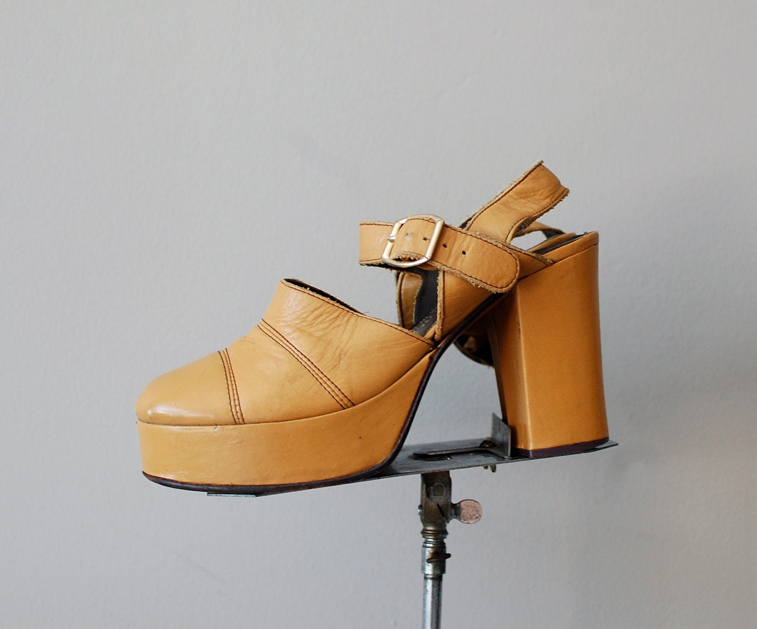 mustard platform heels