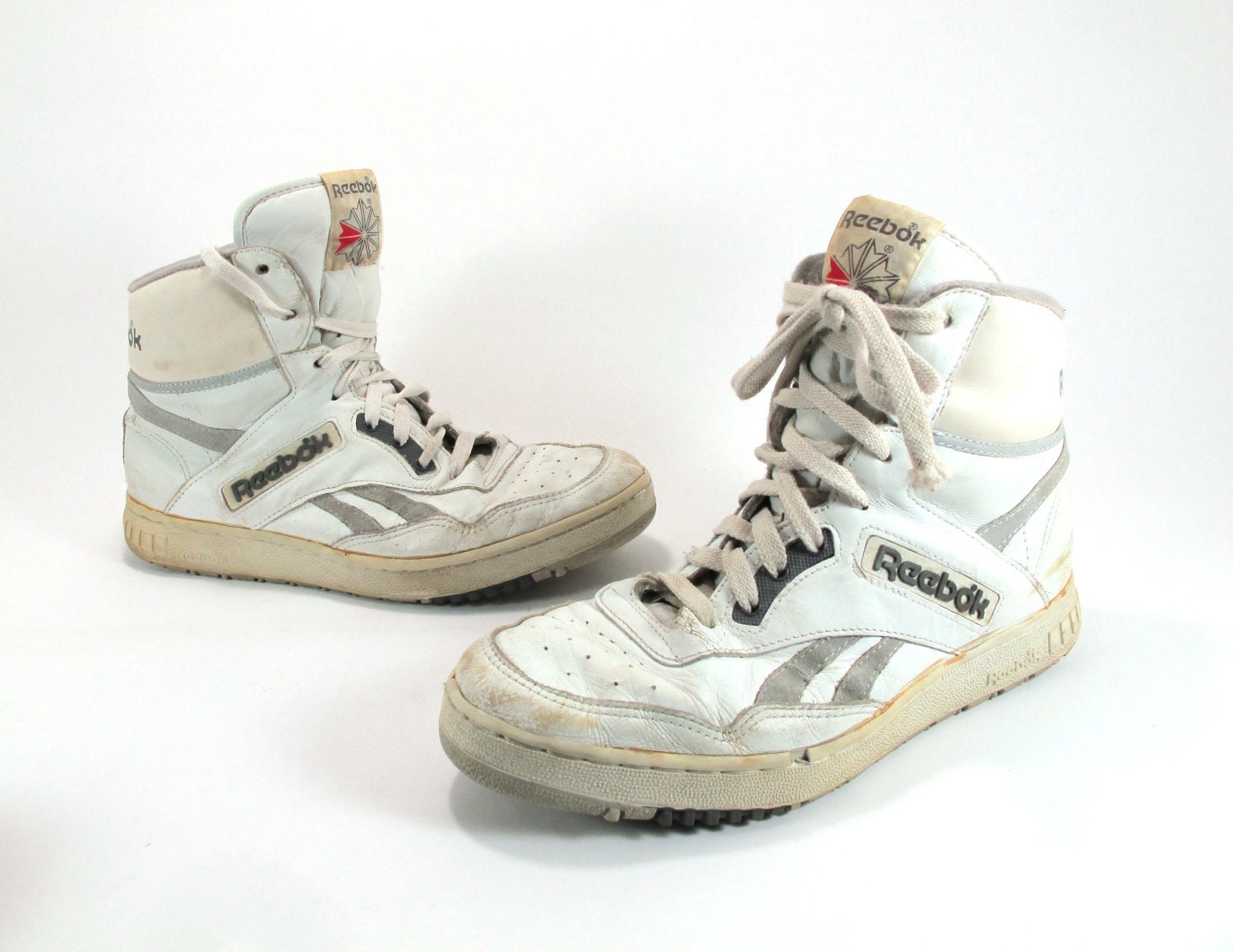 Mens White Reebok High Top Sneakers 1980s Size 9