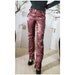 SALE 50% off Satin Jeans Sexy Rose red handmade casual indie couture Fashion