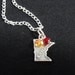 University of Minnesota Golden Gophers Sterling Silver State Map Charm Pendant Necklace