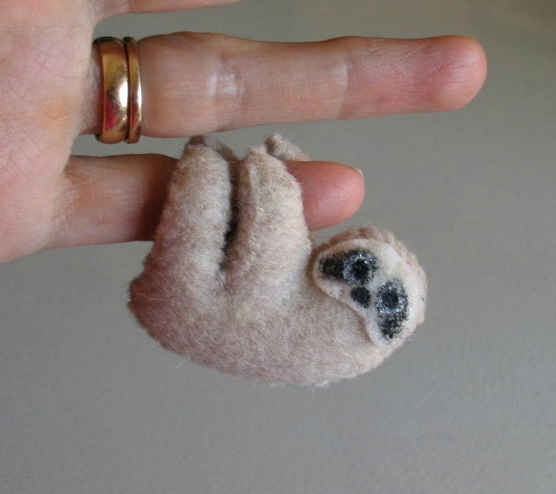 Sloth miniature felt plush stuffed animal with by wishwithme