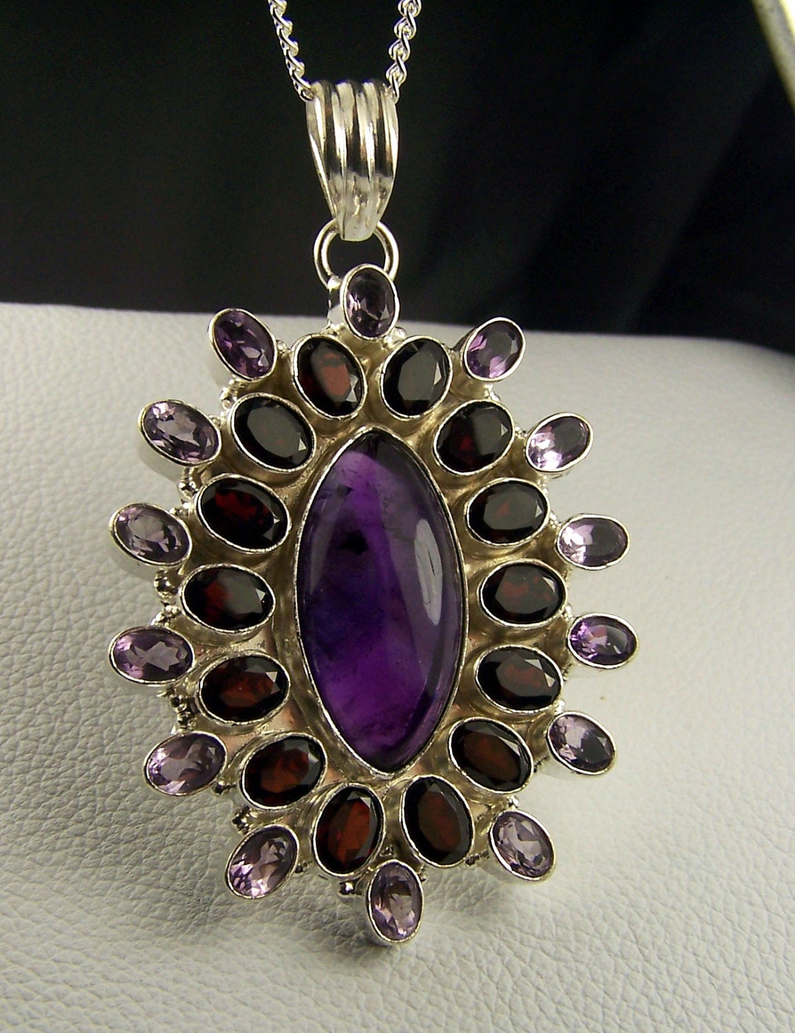 Amethyst Garnet focal bead pendant supply Sterling