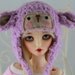 Lavender Lamb Hat for MSD BJD, 1/4 Dollfie, Minifee