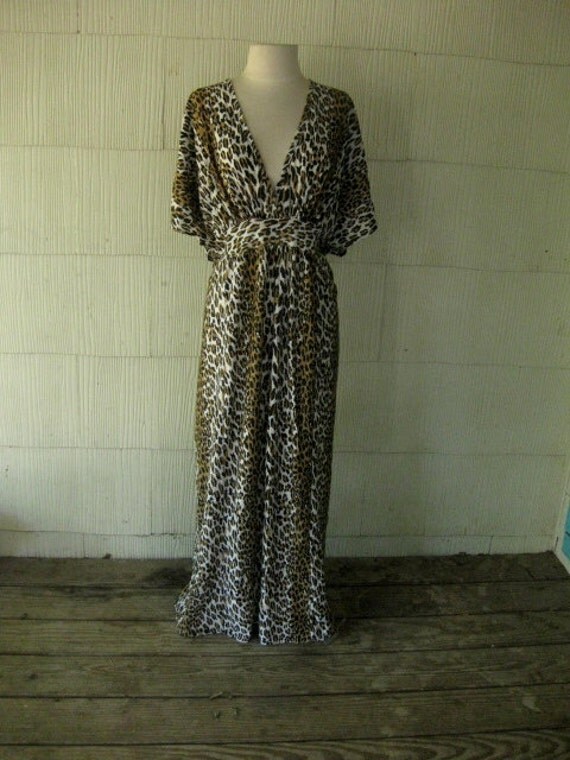 VINTAGE leopard maxi caftan dress by squashblossomvintage on Etsy