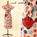 50's Dress M-L / Teapot Polka Dot Cotton Wrap Dress