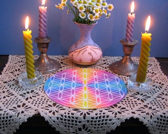 Flower of Life Ascended Masters Altar Cloth Mandala Crystal Grid