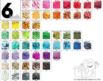 YKK Zippers 6 Inch (10) Pieces Choose your own colors red orange yellow green blue purple pink brown black white
