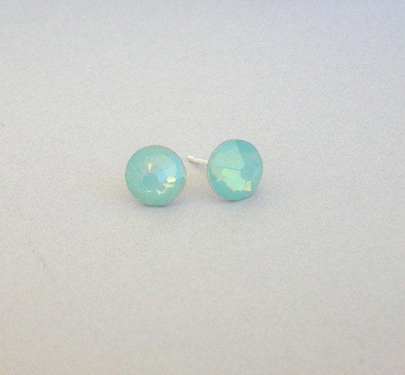 Pacific Opal Stud Earrings Mm Swarovski Crystal On Posts