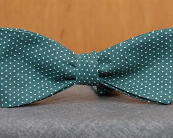 Hunter Green and White Polka Dot Bow Tie