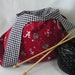 Japanese knot bag - knitting crochet sock project bag - Univ. of Alamaba print reversible - free knitting pattern included