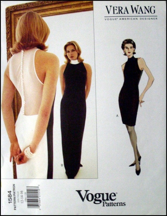 1995-Designer VERA WANG Vogue Sewing Pattern Sleek Modern