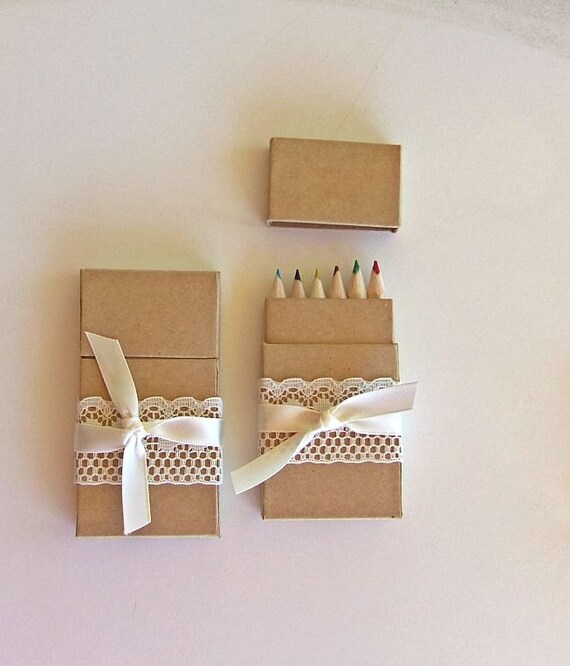 Mini Pencils in Kraft Box wedding or party favor