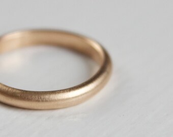 Recycled 14k Gold Band - Simple Wedding Band - Modern Brushed Wedding Band - Rose Gold Stacking Ring - Yellow Gold Ring - 2.5mm x 1.5mm
