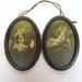 Antique Cupid Awake Cupid Asleep Pictures - Oval Tin Frames - Shabby & Rusty - Vintage Wall Decor - Shabby Cottage