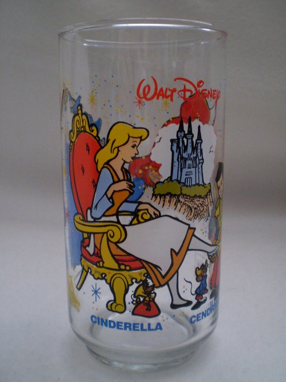 Vintage Walt Disney Cinderella Drinking Glass 1980s 5773