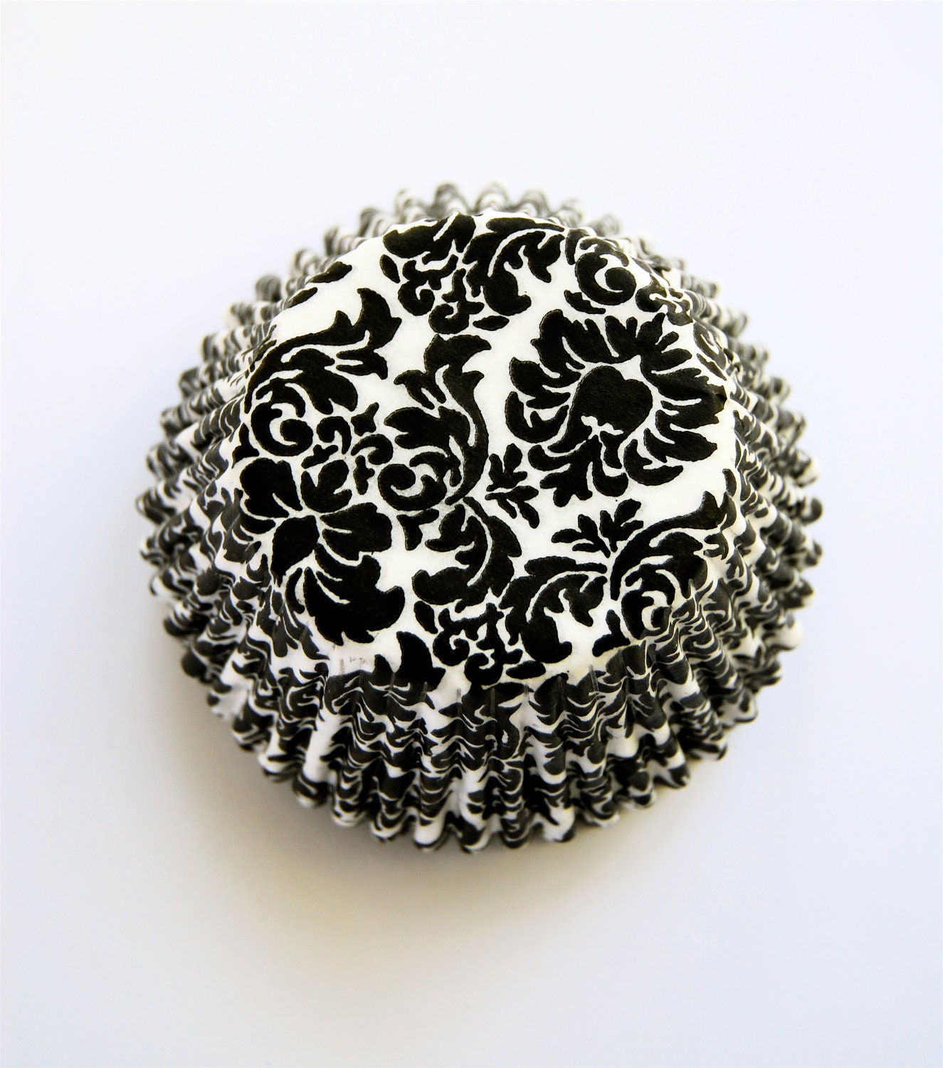 Jumbo Large Black and White Damask Cupcake Liners by CupcakeSocial