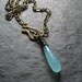 Aqua Blue Chalcedony Drop with Antiqued Brass Chain