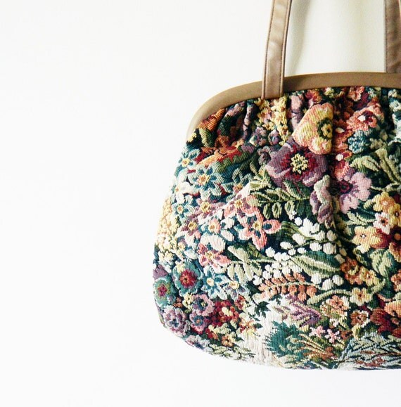 80s Floral Tapestry Shoulder Bag by AmeliaBedeliaVintage on Etsy