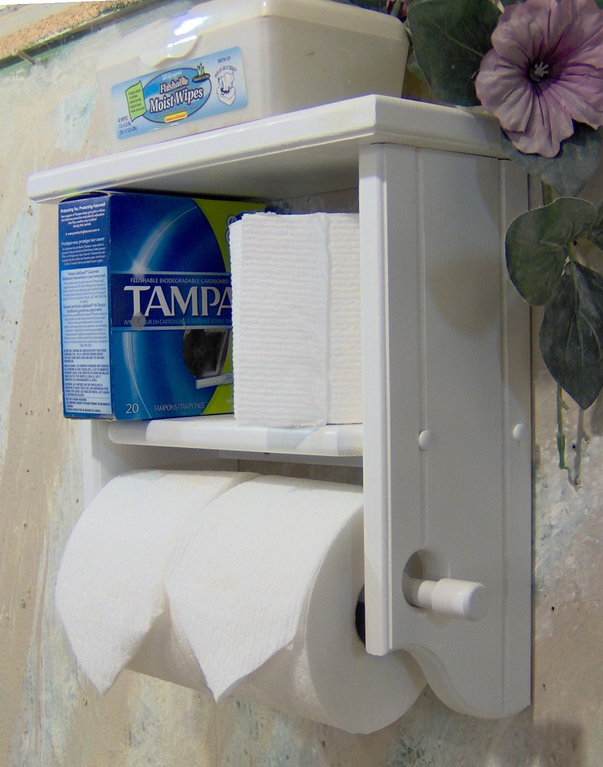 Toilet paper holder white shelf and four roll shelf by jahnjed