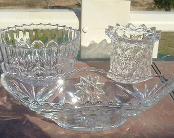 Group of 3 Clear Pressed Glass Bowls/Holders