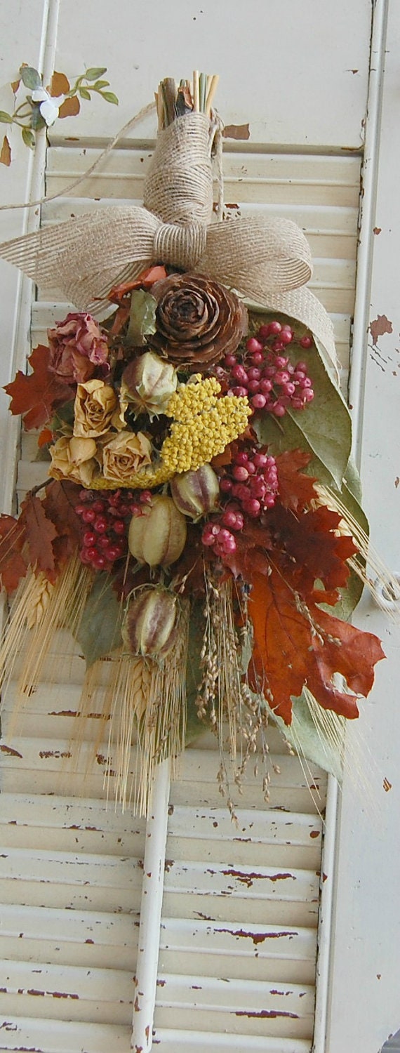 Fall Dried Flower Arrangement Bouquet By Roseflower48 On Etsy