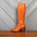 Vintage 70s LEATHER BOOTS / Tall Burnt Orange Boho Stack Heels, 6