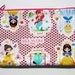 Pencil/Cosmetics Case - Disney Princess Cinderella, Ariel, Princess Aurora, Belle, Snow White, Jasmine Applique on Pink cotton