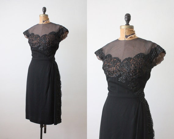 50s dress 1950's black lace party dress by 1919vintage on Etsy