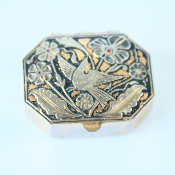 SALE //// Vintage Brass Pill Box by PortugueseVintage on Etsy