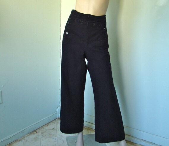 wide leg sailor pants with buttons