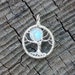 Teeny Tiny Moon Tree Pendant - Recycled Sterling Silver and Natural Rainbow Moonstone - Original Design by Ethora