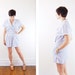 S A L E 1980s Lavender and White Striped Romper - S