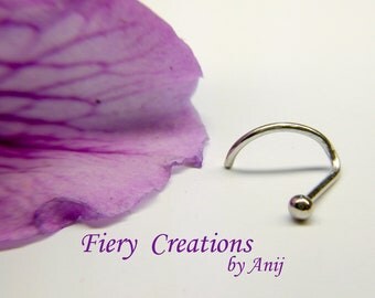 Nose Screw/Tragus stud "Small Ball" 2mm - 18kt SOLID White Gold with Palladium alloy