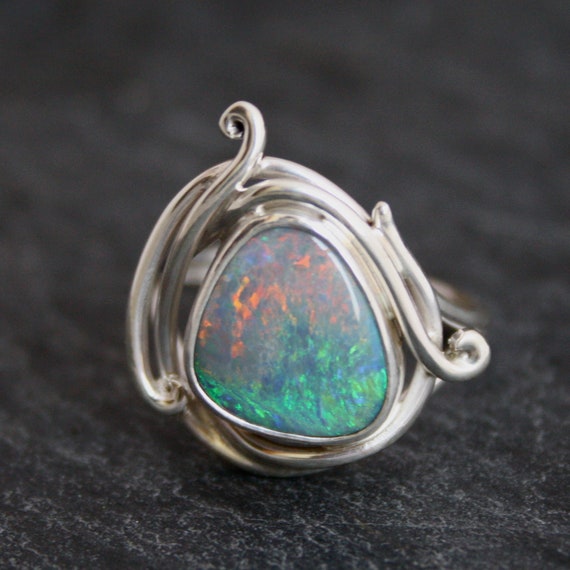 Top Quality Australian Fire Opal Fairy Ring by opalwing on Etsy