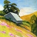 CALIFORNIA Summer BARN & Wildflower MEADOWS Impressionist Landscape Lynne French o/c Art 16x20