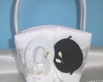 WHITE WESTERN Flower Girl Basket - Wedding -