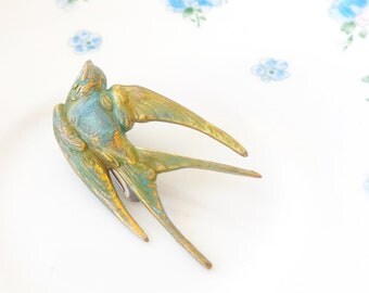 Verdigris Sparrow Hair Clip - Bird - Alligator Clip - Whimsy - Whimsical - Woodland - Bridal