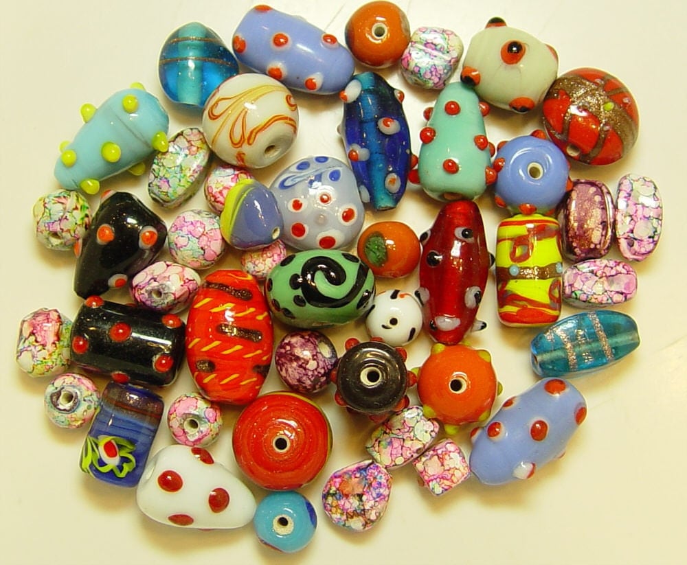 India Glass Beads Mixed Colors and Shapes 5 to by DisLilTreasures