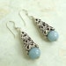 Natural Angelite Light Blue Stone Earrings, Sterling Silver Earwires, Artisan Metal