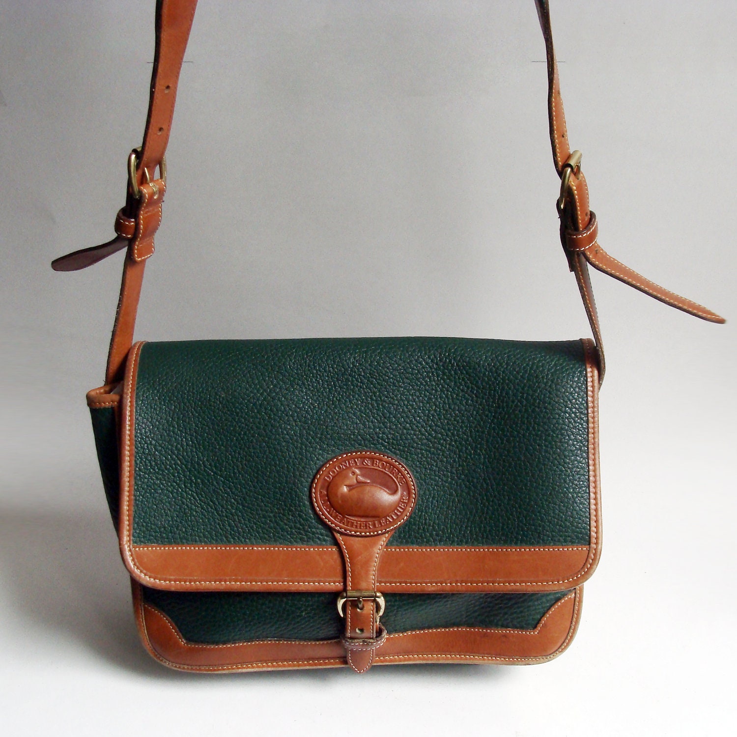 Dooney and Bourke bag / green leather by OldBaltimoreVintage