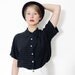 Vintage shirt / black silk crinkle stripes button up / M-L