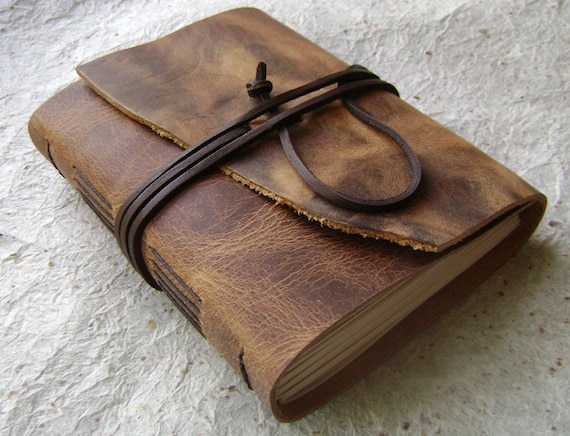 Leather Journal Distressed Brown handmade rustic journal by