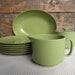 Vintage Oneida Melamine Melmac Retro Green Plates Oval Bowl Sugar and Creamer
