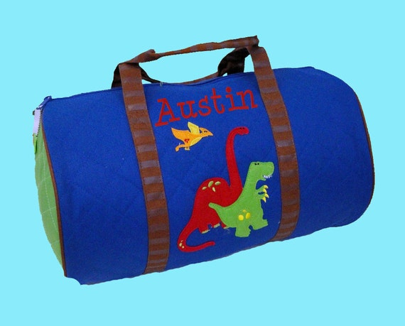 Child's Monogrammed Stephen Joseph DINO Quilted Duffle Bag
