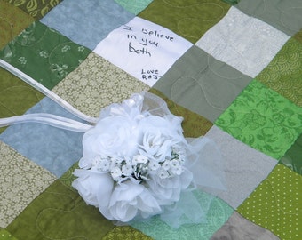Wedding guest book quilt Patchwork Quilt, TWIN SIZE, fits 130-150 signatures, match your colors, Quiltsy Handmade
