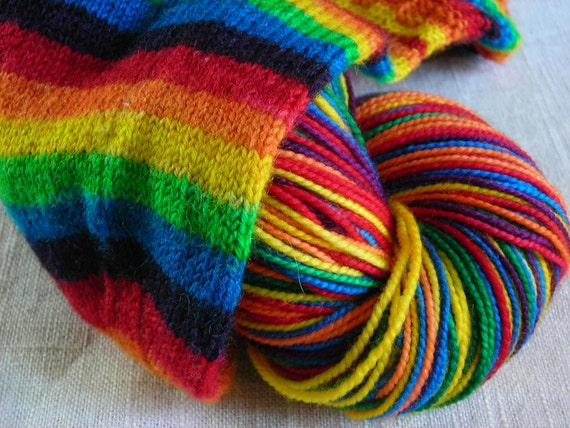 Selfstriping Classic Rainbow Sock Yarn: Red Orange Yellow