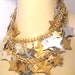 Vintage Necklace Chunky Stars Brass an Metal Long Chain Waterfall Bib Statement Jewelry 70s Hippi Boho