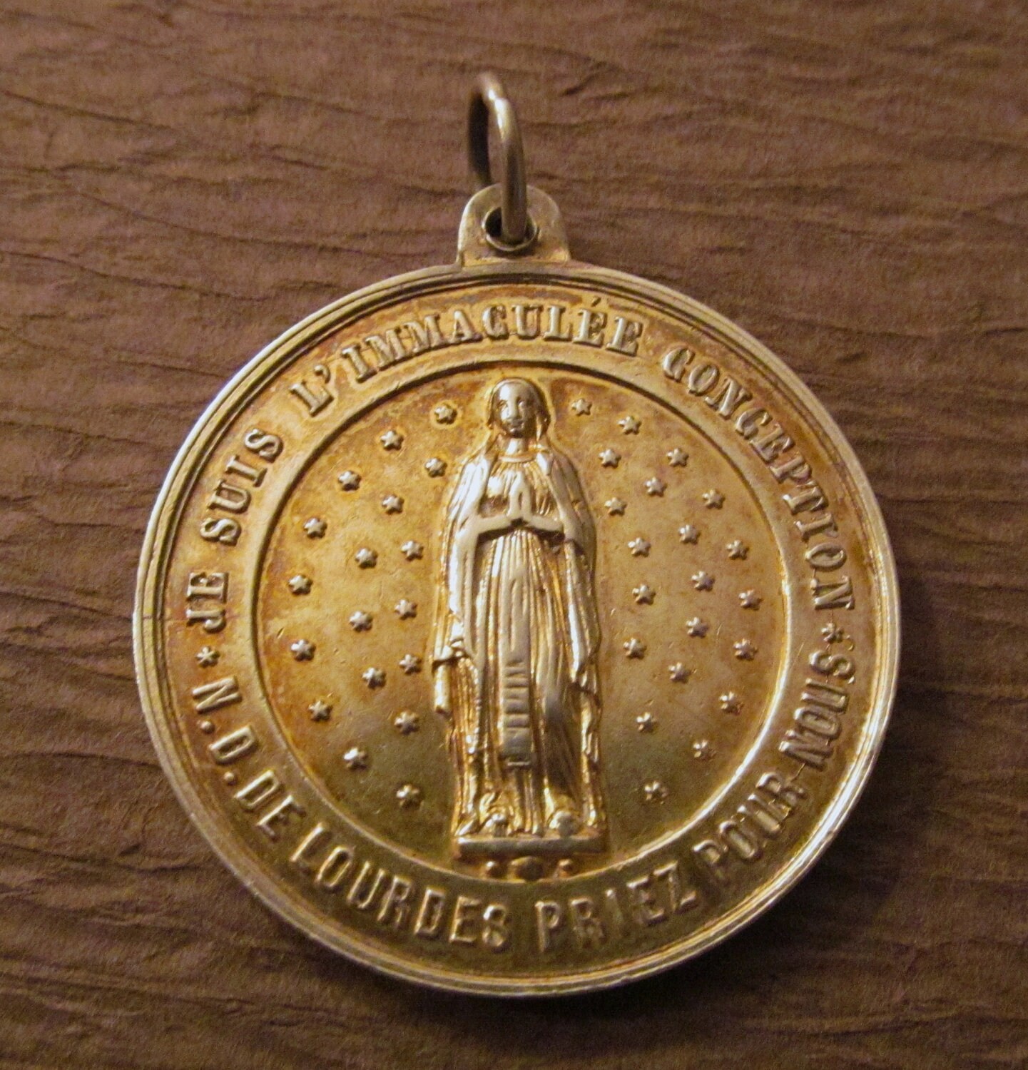 Antique Virgin Mary Sterling Silver Religious Medal by davidjp1927